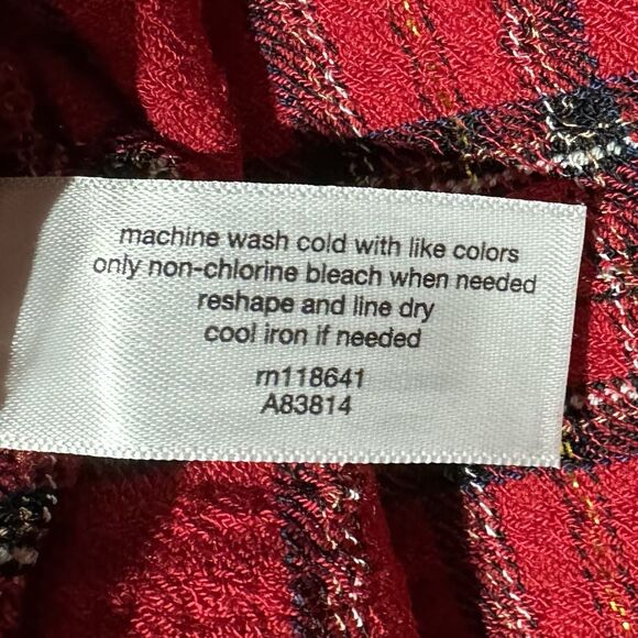 Lane Bryant Top Size 20 Red Gold Plaid Shimmer Sparkle Gauzy Blouse NWT - Picture 7 of 11